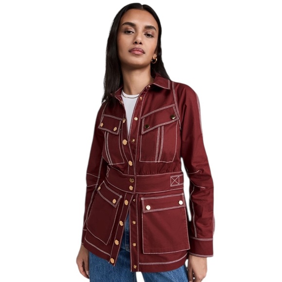 Veronica Beard Keswick Topstitch Cotton Stretch Twill Jacket
